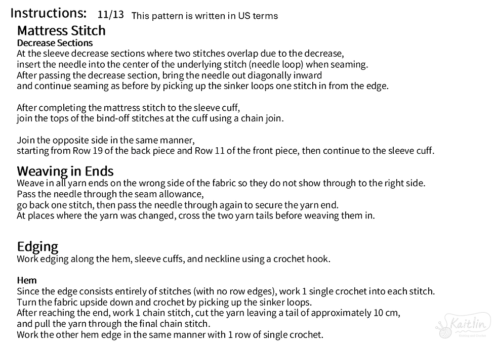 Knitting instructions for a hand-knit Mesh Summer Sweater