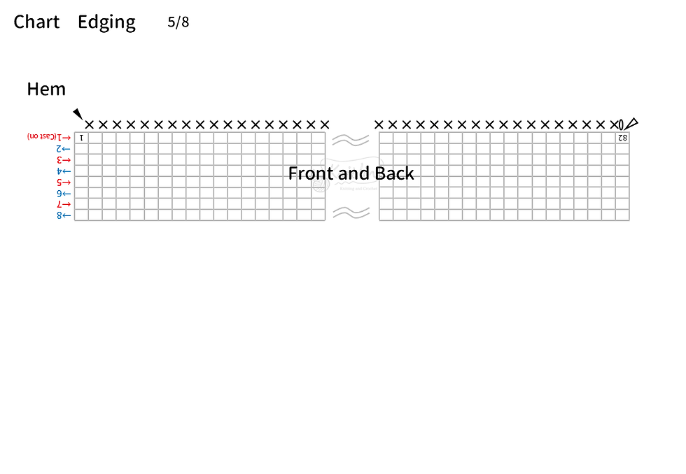 Knitting chart for a hand-knit window pane tee