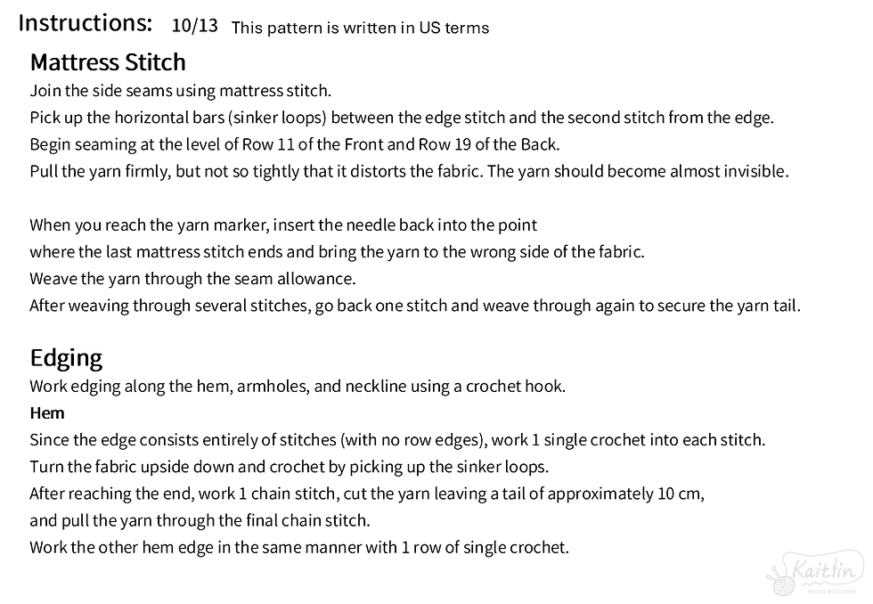 Knitting instructions for a hand-knit window pane tee