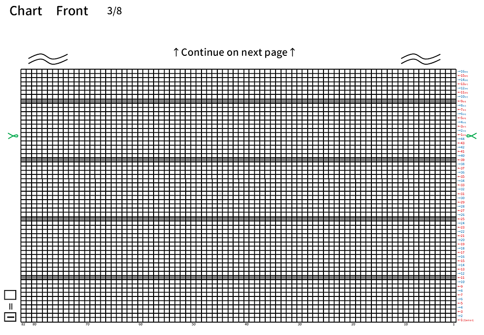 Knitting chart for a hand-knit window pane tee