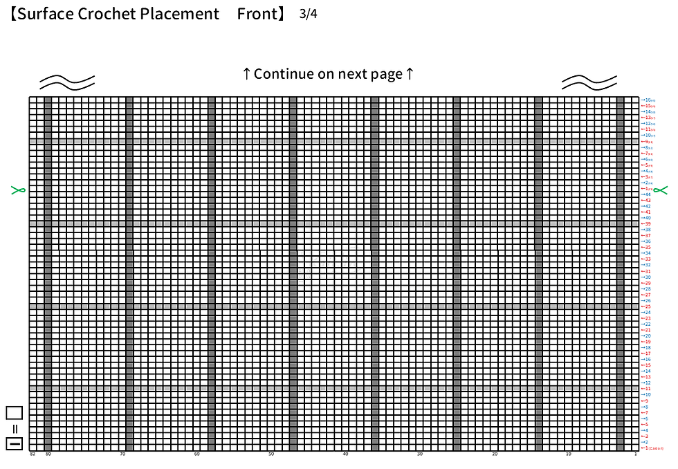 Knitting chart for a hand-knit window pane tee