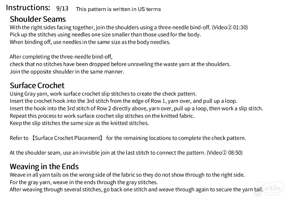 Knitting instructions for a hand-knit window pane tee