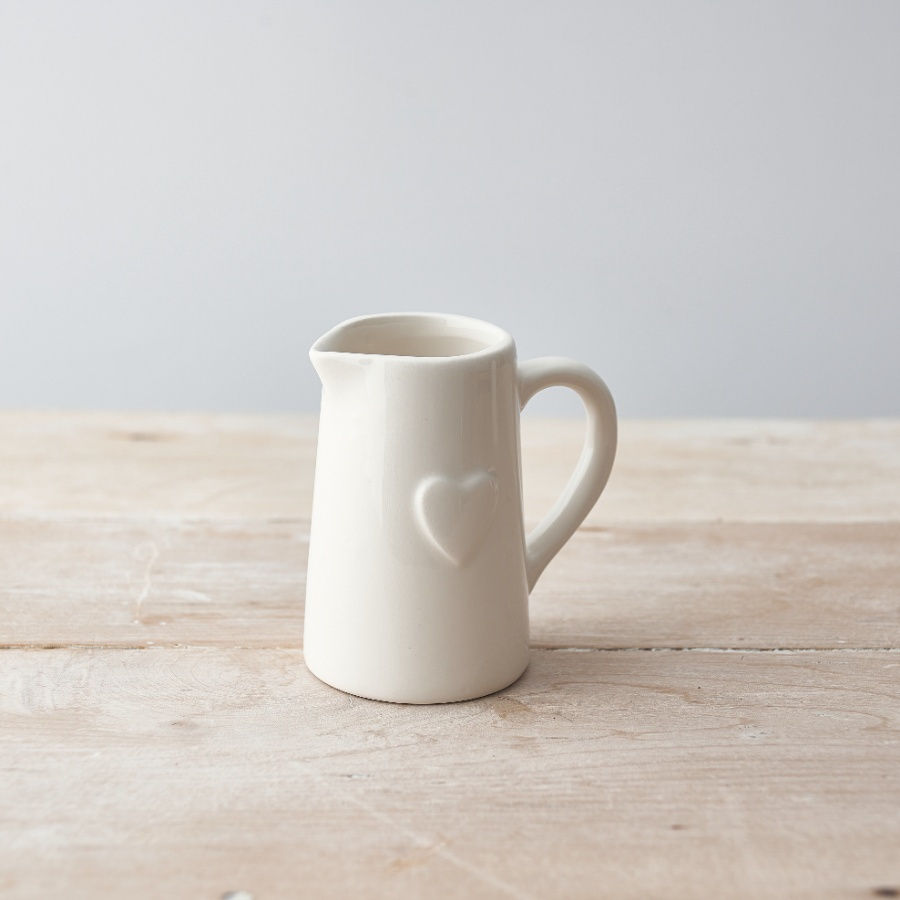 white heart vase