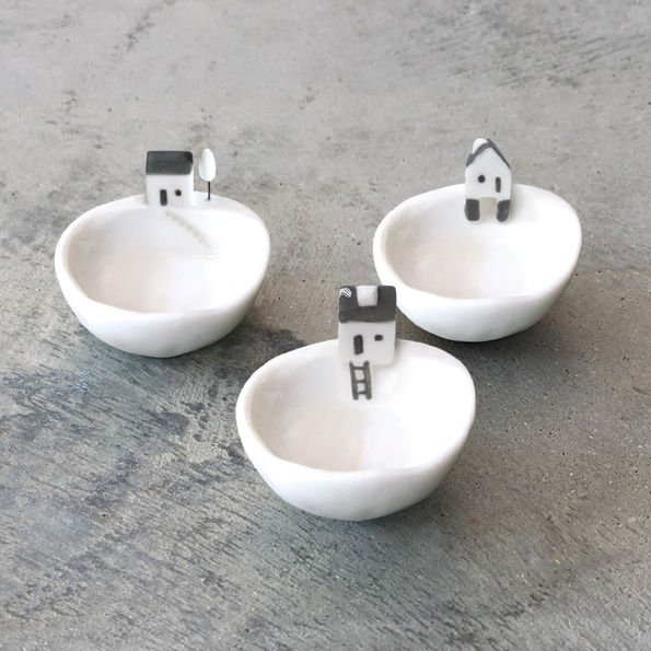 white bowl with house