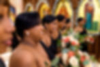 Bridesmaids celebrating at Saint Katherine Greek Orthodox Church