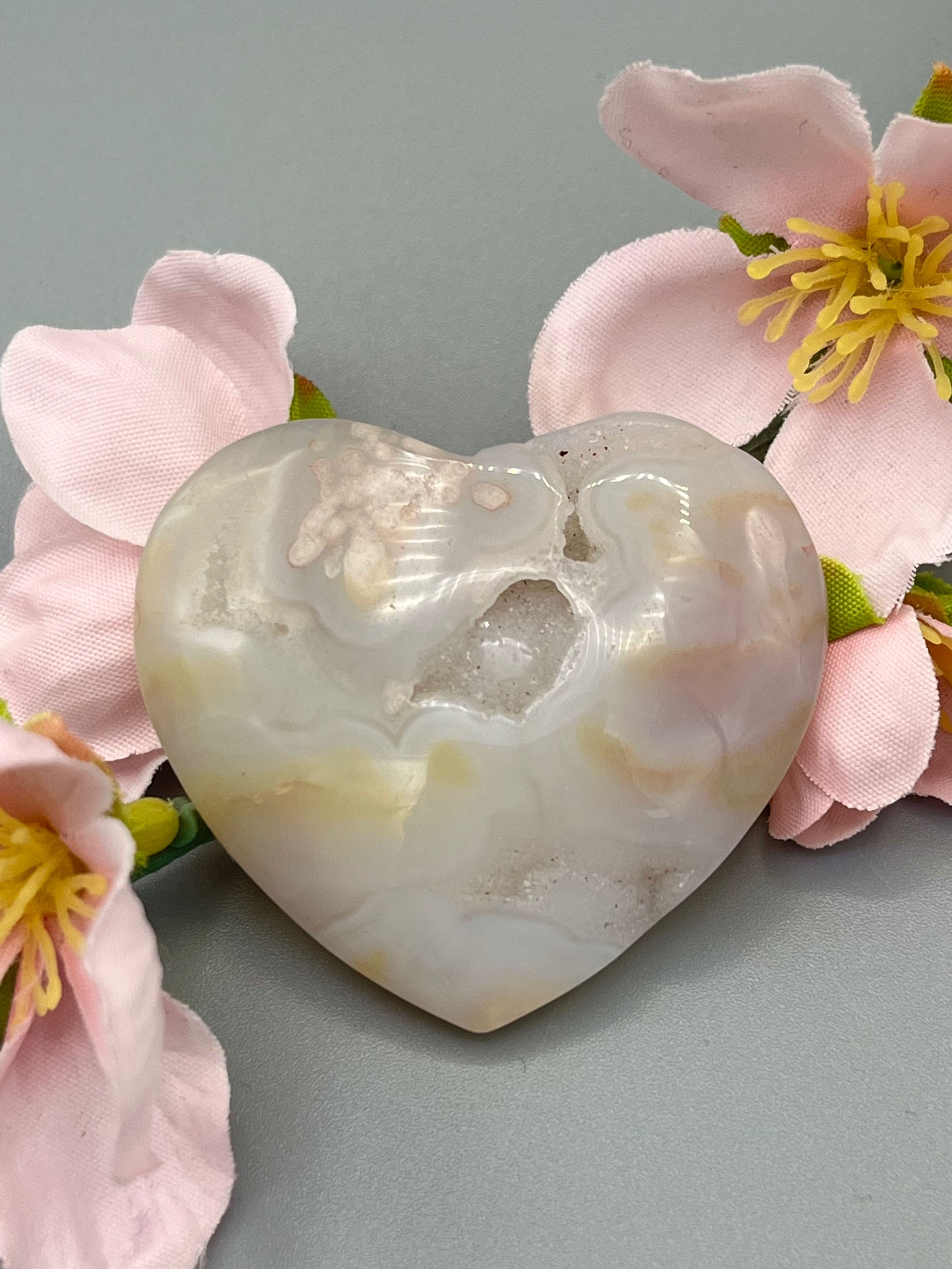 Flower Agate Druzy Heart 💖