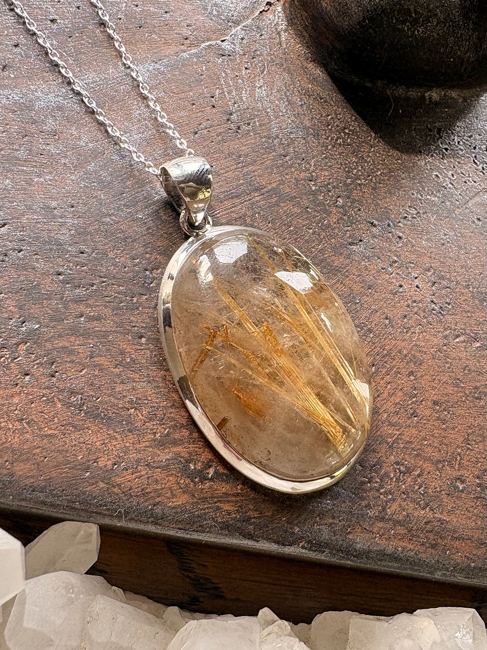 Thumbnail: Golden Rutilated Quartz Pendant ✨ XL