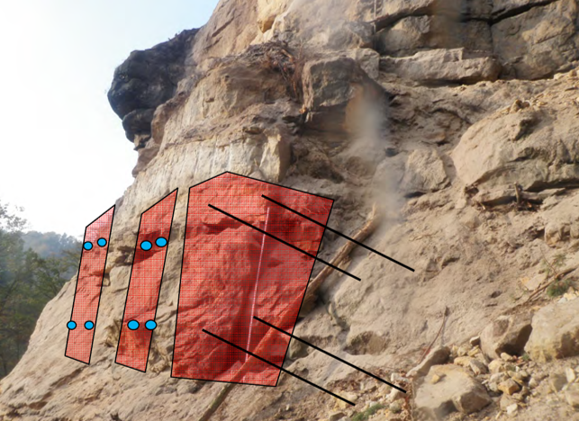 Das Bild enthält eine grafische Darstellung der Sicherungsbereiche nachdem die porösen Steine entfernt wurden.