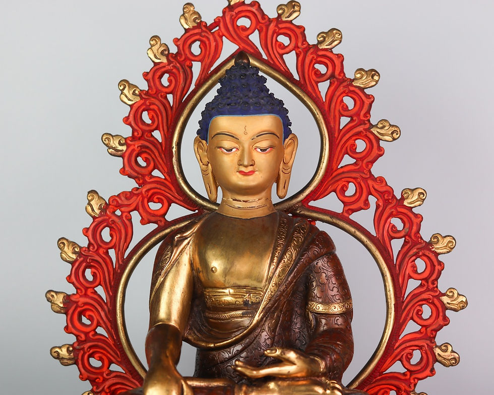 縮圖：釋迦佛 寬底背光 半鎏金 手工 12" (31cm)