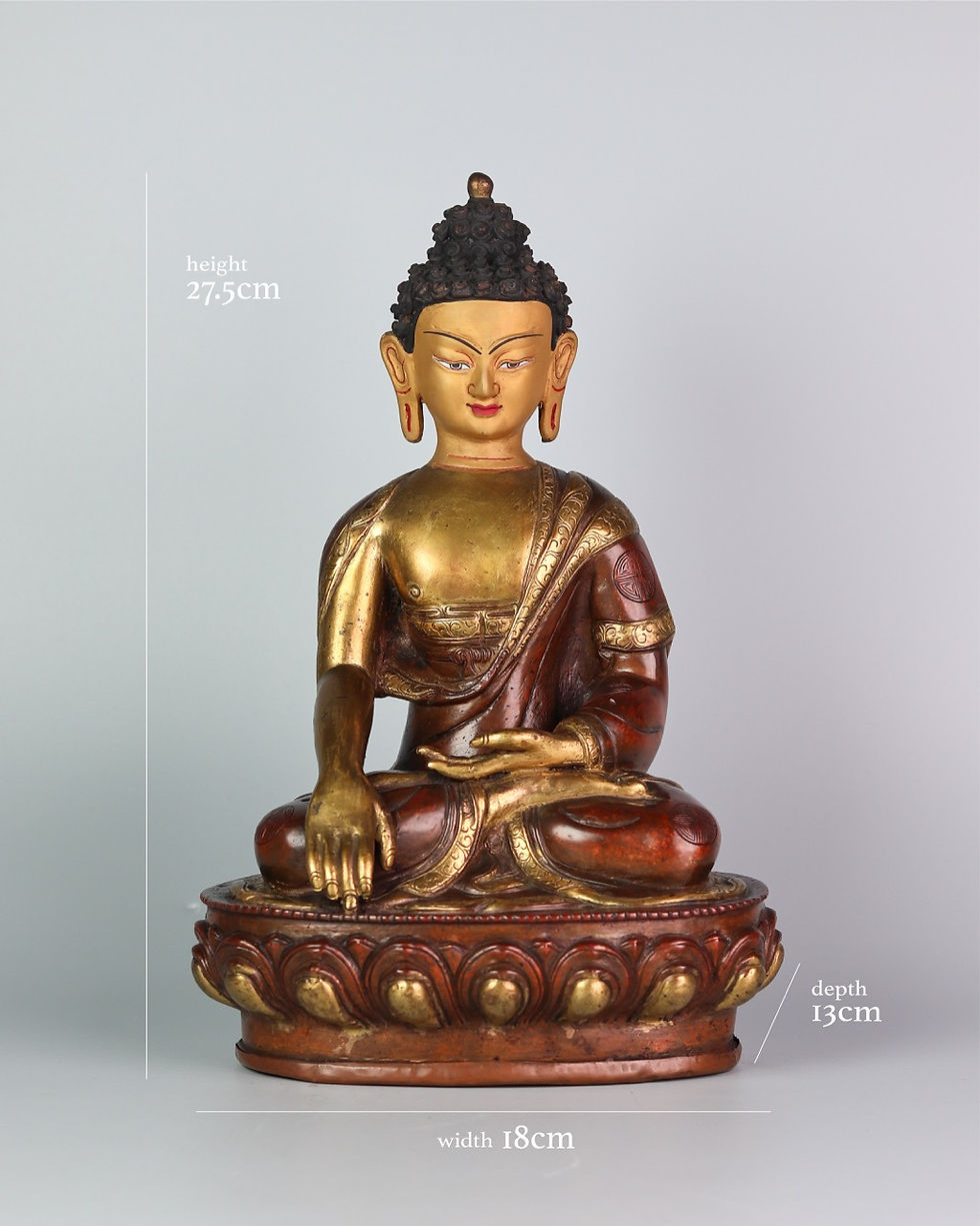 縮圖：釋迦佛 銅 半鎏金 手工 尼泊爾 11" (27.5cm)