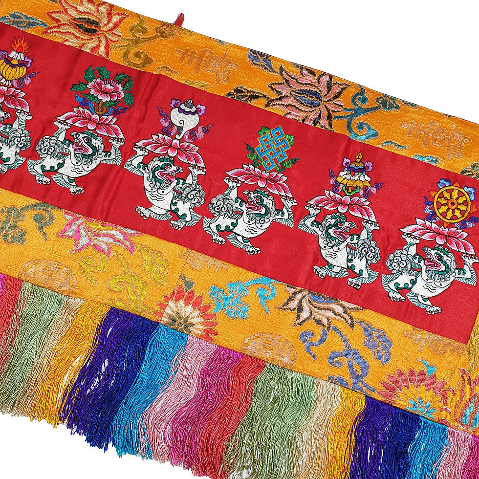 縮圖：八吉祥和雪獅圖案 橫布 Astamangala with Snow Lion 100x34cm/1pc/#37
