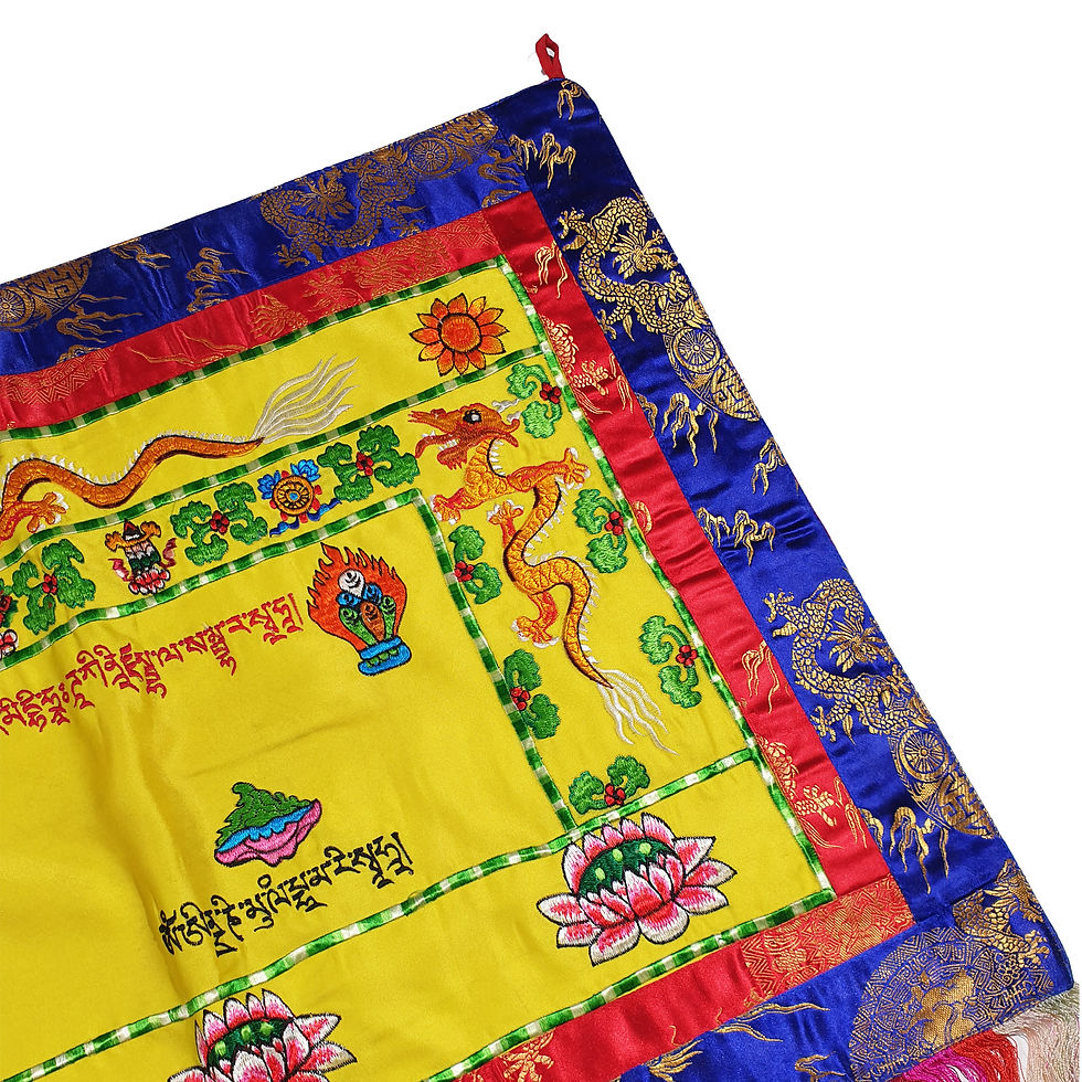 Thumbnail: 綜合咒語 蓮花 雙龍 八吉祥 橫布 Mix Mantras Decoration 108x55cm/1pc #61