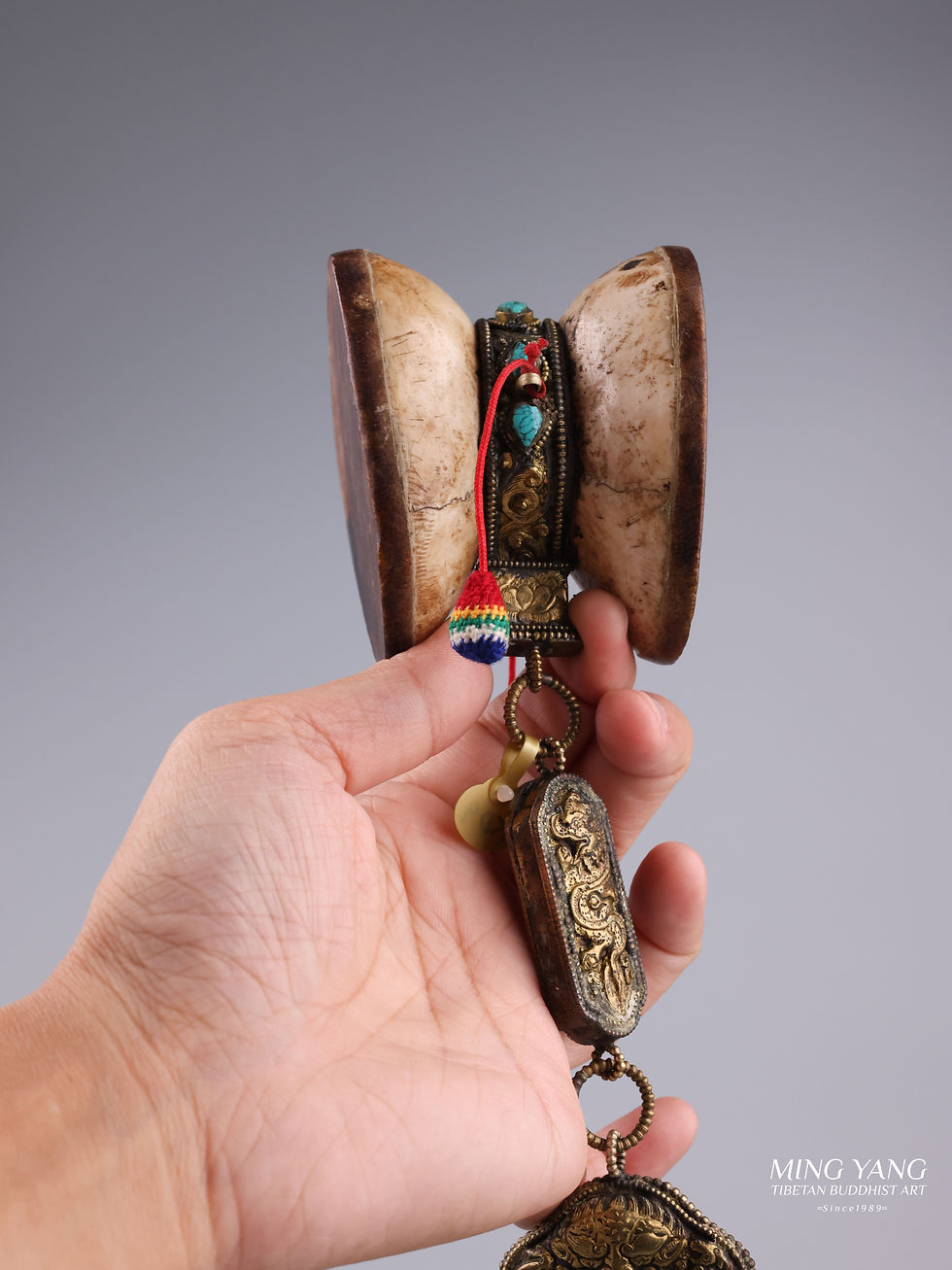 縮圖：手鼓 骨 Bone Drum Damaru 7.5x6x6.5cm KD#9