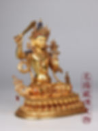 Thumbnail: 文殊菩薩 銅 全鎏金 手工 9" (23cm) #43