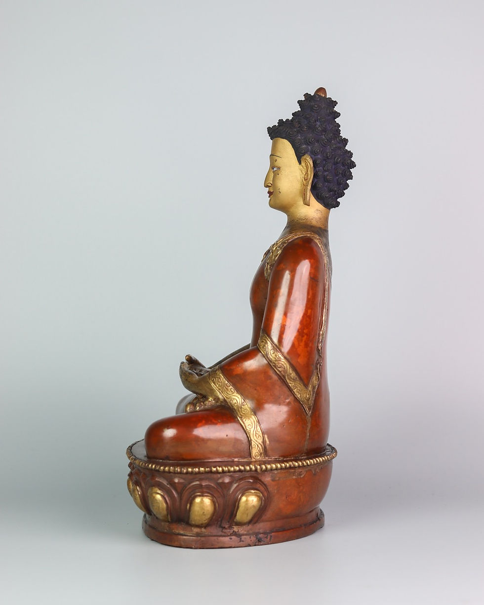 縮圖：釋迦佛 銅 半鎏金 手工 尼泊爾 14.5" (36cm)