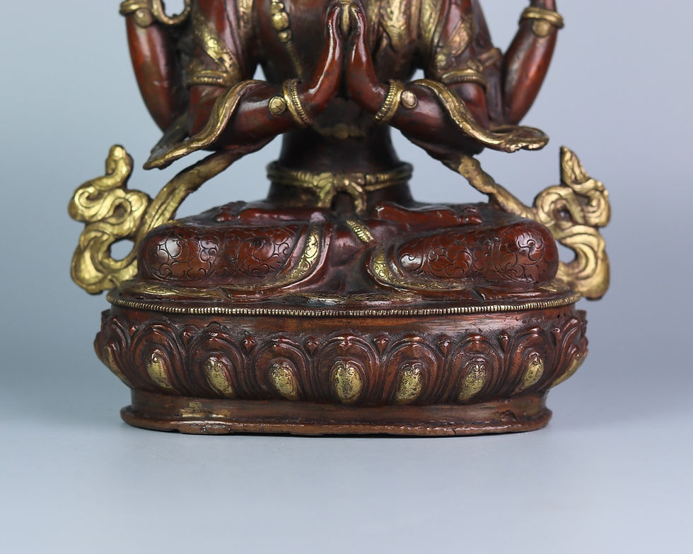 縮圖：四臂觀音 銅 半鎏金 12" (29cm)