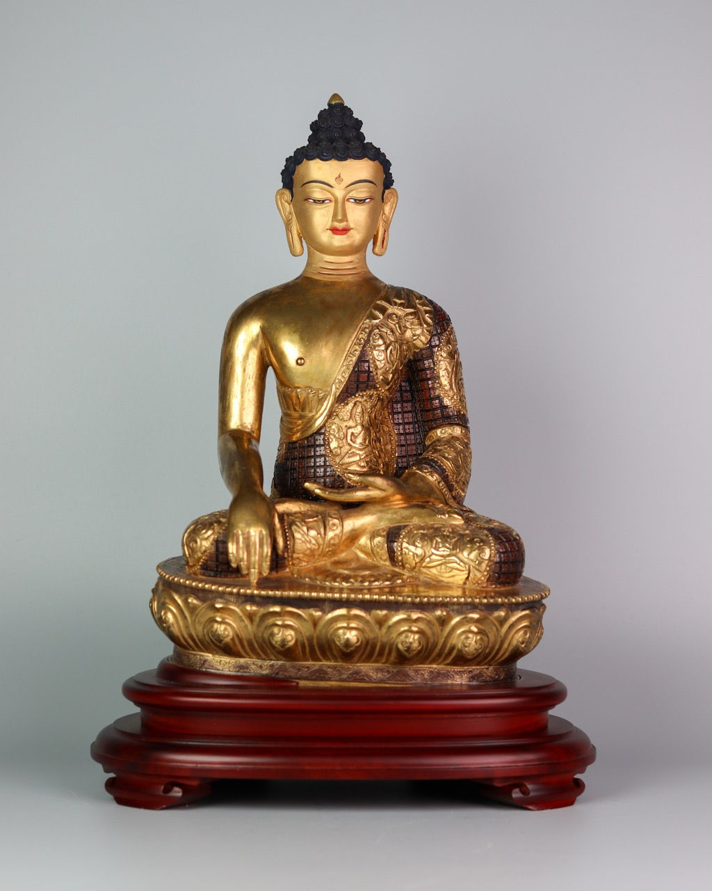 釋迦佛 銅 半鎏金 手工 尼泊爾 15" (38cm)