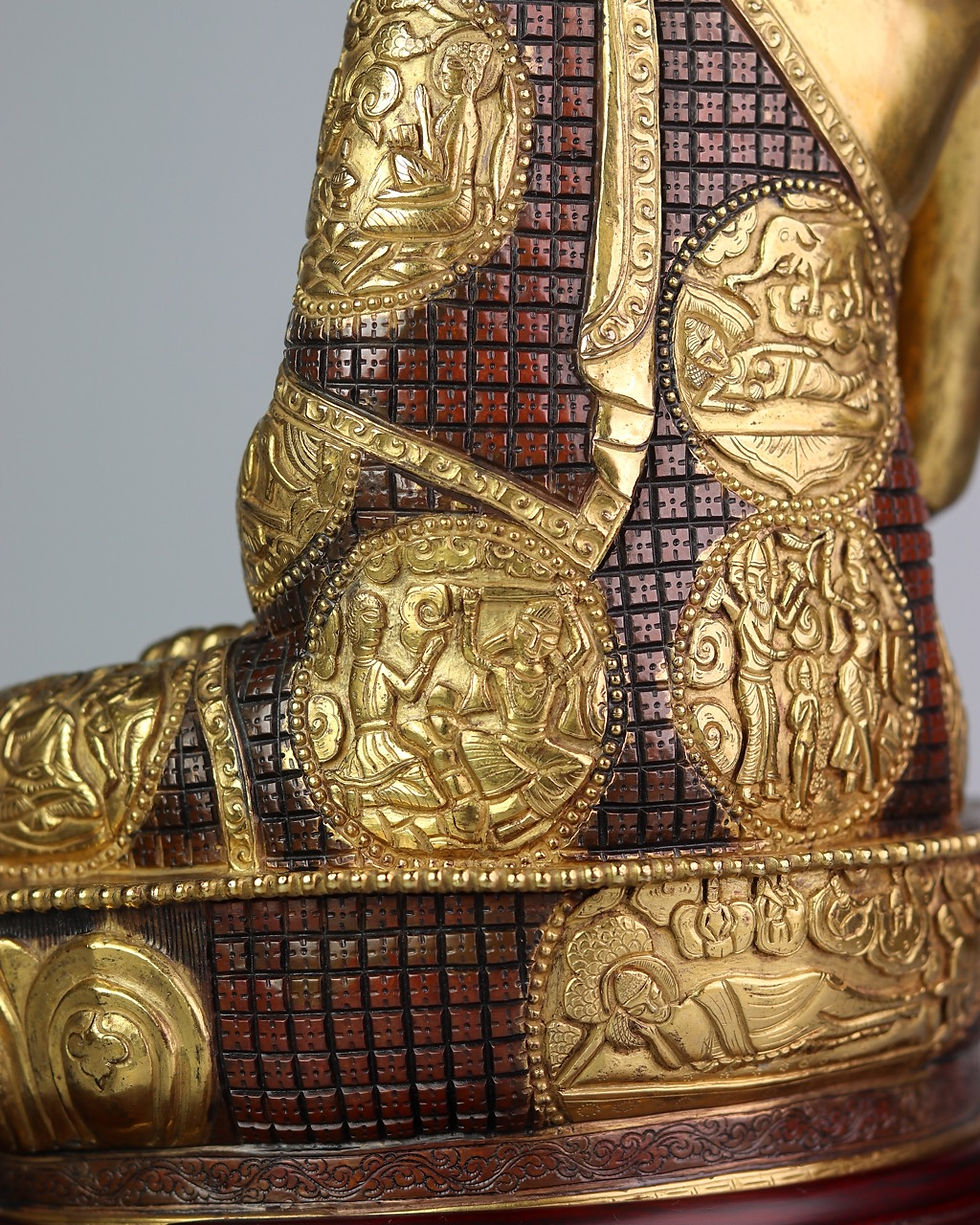 縮圖：釋迦佛 銅 半鎏金 手工 尼泊爾 15" (38cm)