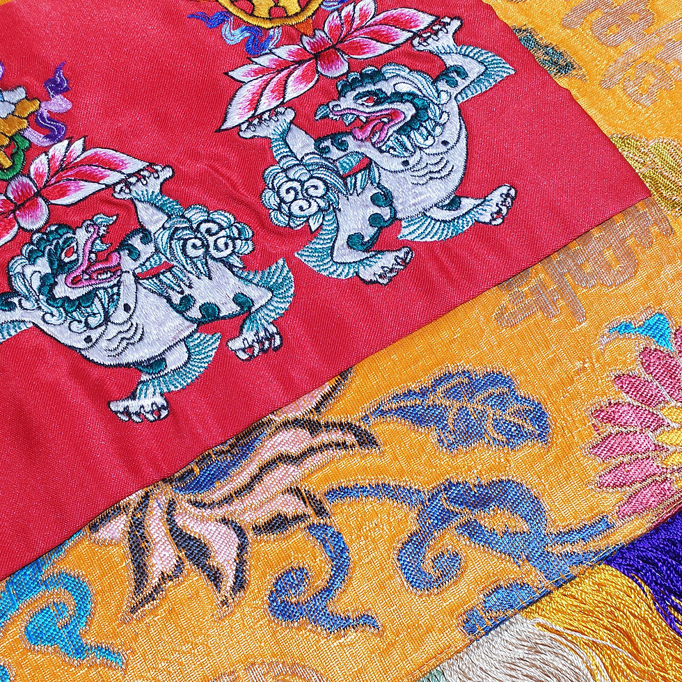 縮圖：八吉祥和雪獅圖案 橫布 Astamangala with Snow Lion 100x34cm/1pc/#37