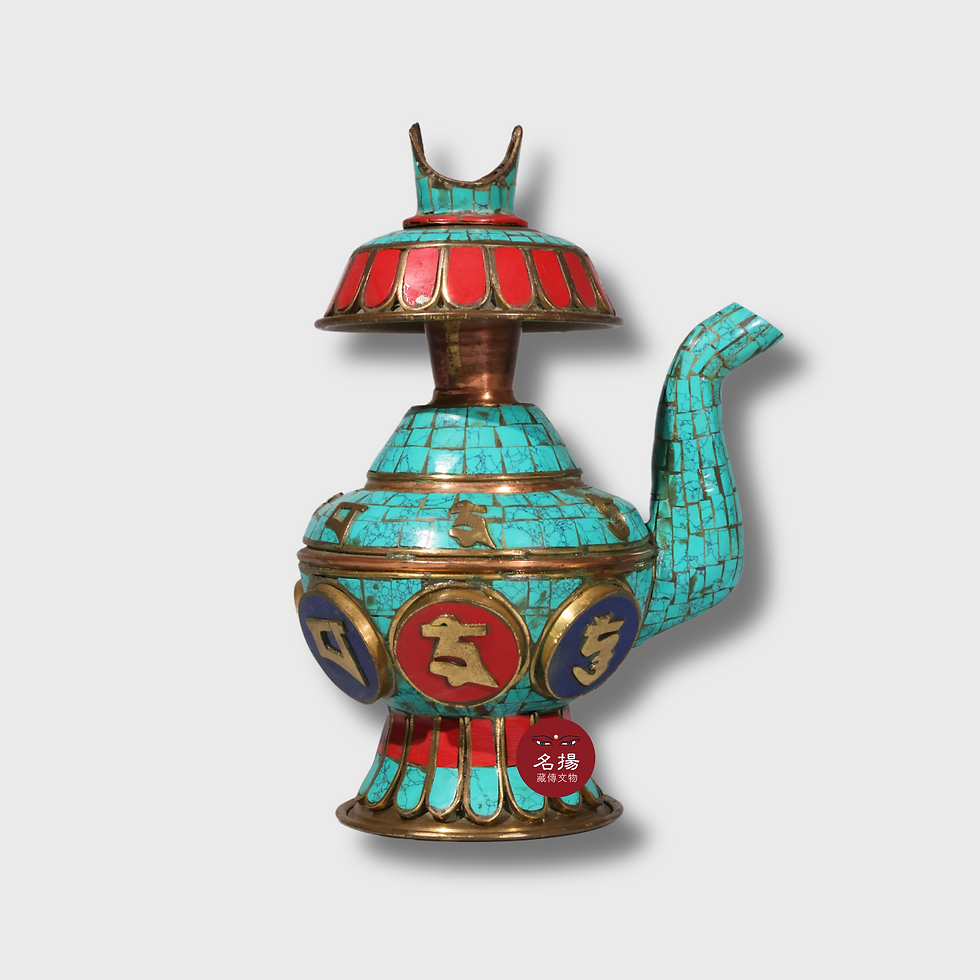 縮圖：寶瓶 銅 六字真言 手工 18x13cm #9