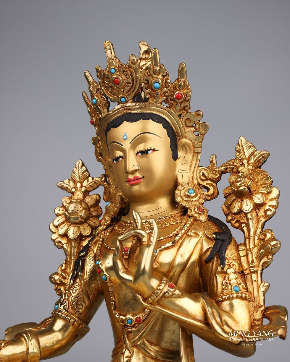 縮圖：綠度母 全鎏金 手工 12.5" (31.5cm) #24