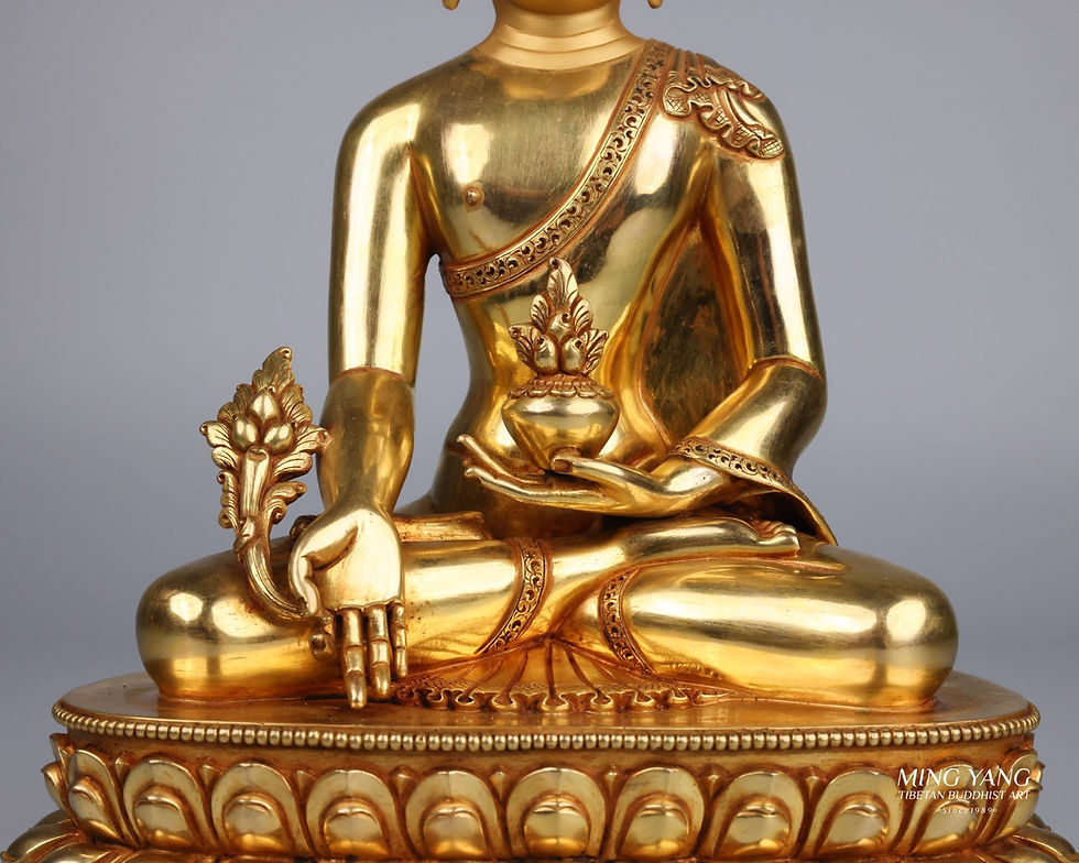 縮圖：藥師佛 銅 全鎏金 手工 10" (25cm) #24