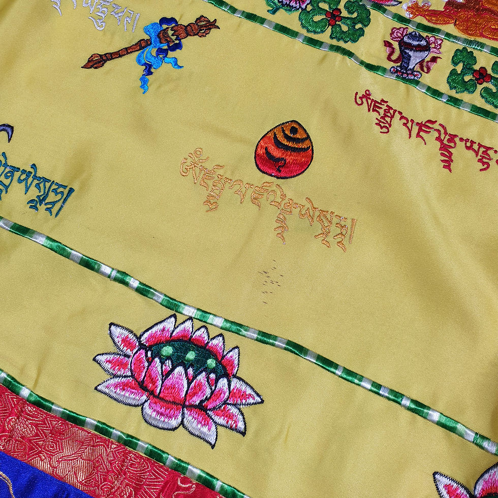 Thumbnail: 綜合咒語 蓮花 雙龍 八吉祥 橫布 Mix Mantras Decoration 108x55cm/1pc #61