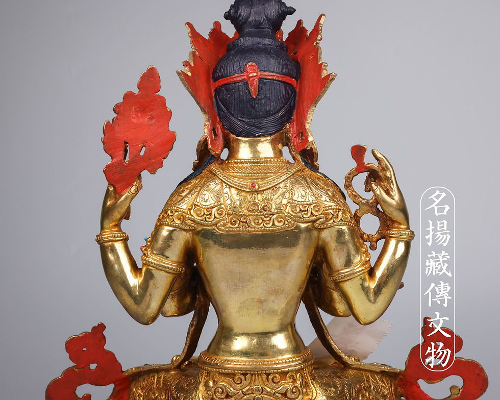 縮圖：四臂觀音 銅 全鎏金 手工 12.6" (32cm) #21