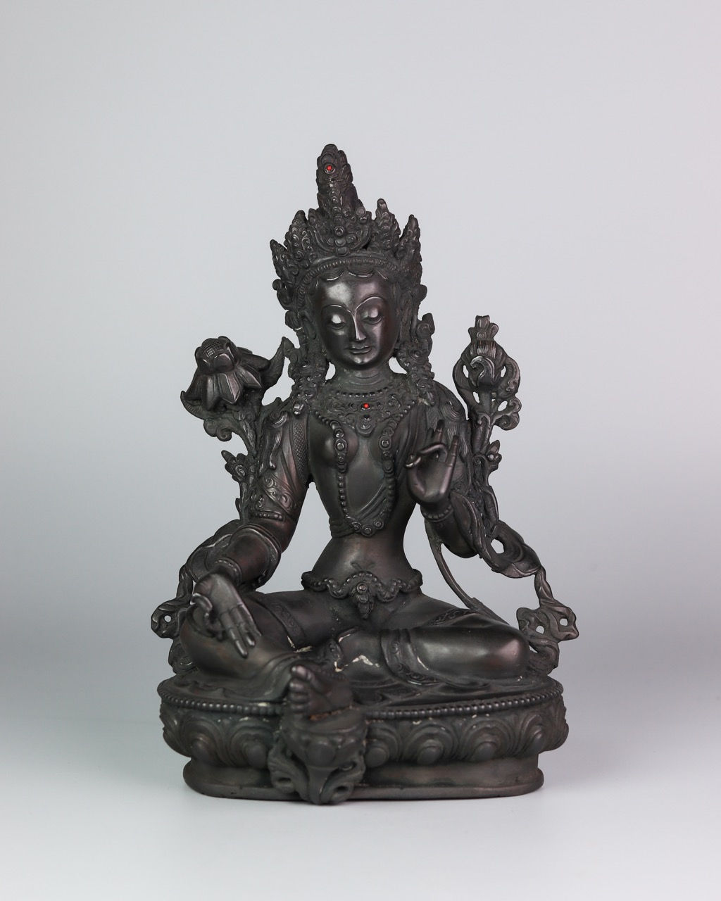 綠度母 銅 手工 尼泊爾 8" (21cm)