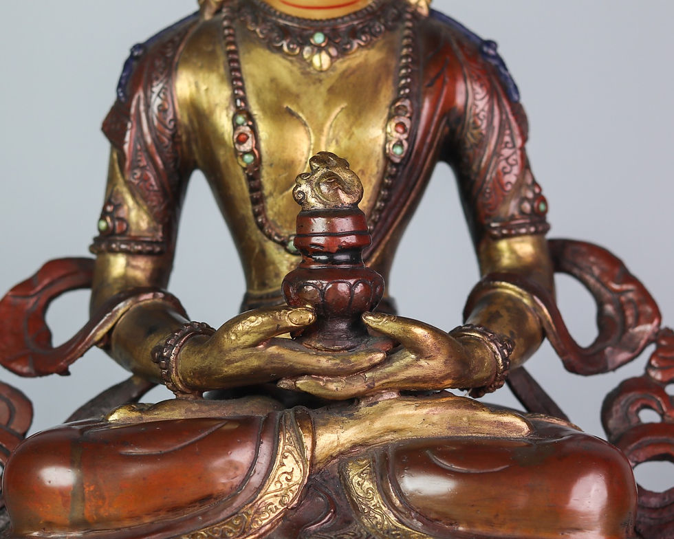 縮圖：長壽佛 銅半鎏金 手工 12" (30cm)