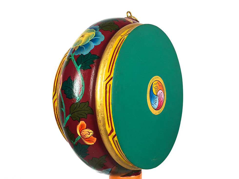 縮圖：手鼓/ 修法法鼓 附鼓槌 (小) Big Drum (S) 鼓面直徑25-30cm 總長(含底座) 約75cm/#21