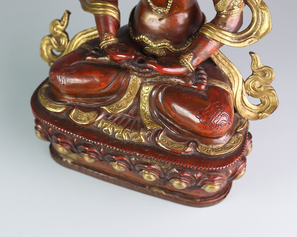 縮圖：長壽佛 銅 半鎏金 手工 12" (30cm)