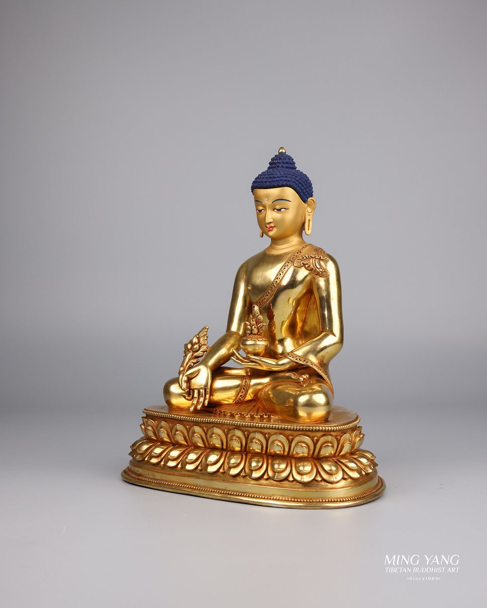 縮圖：藥師佛 銅 全鎏金 手工 10" (25cm) #24