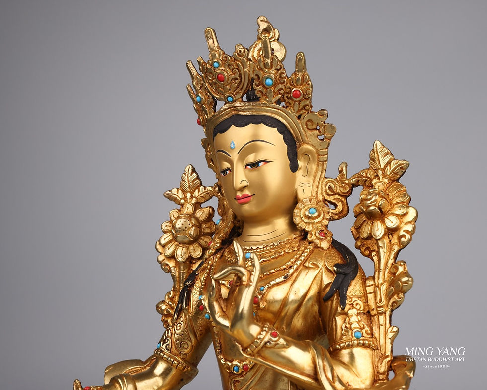 縮圖：綠度母 全鎏金 手工 12.5" (31.5cm) #24