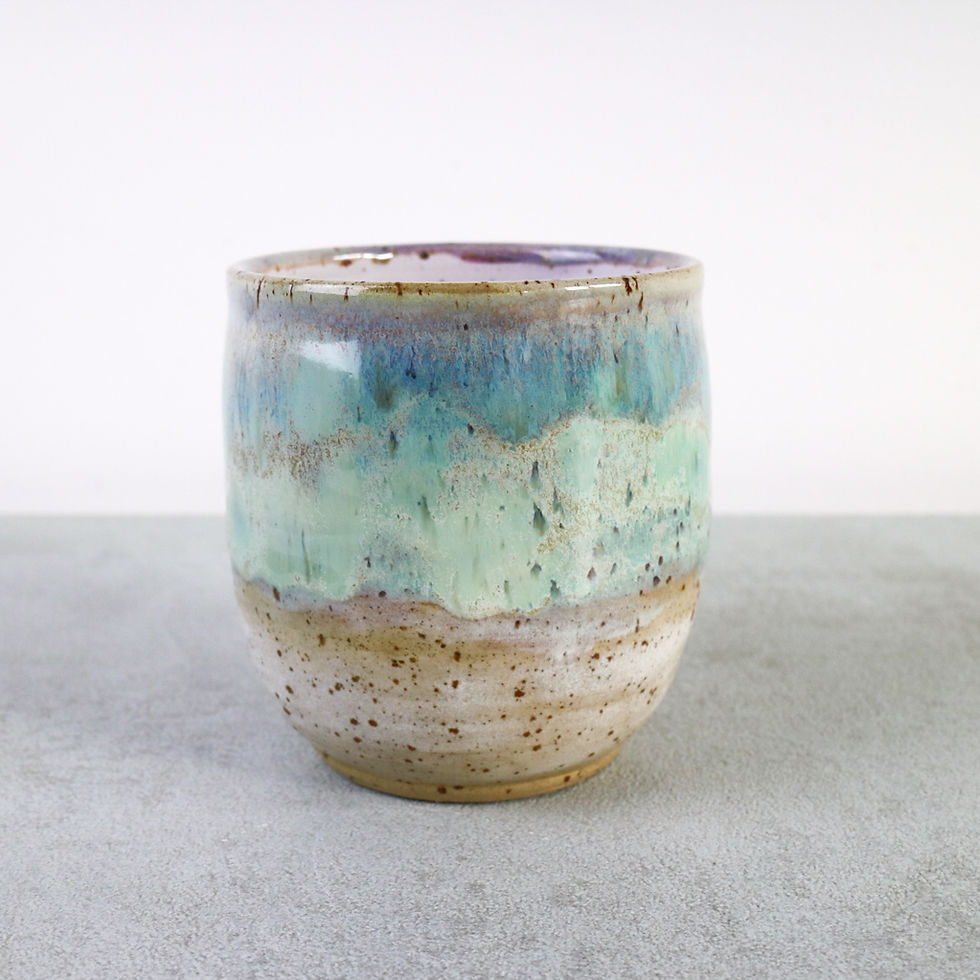 Thumbnail: Handmade Stoneware Mug with Blue-Green Glaze