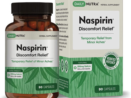 Naspirin Willow Bark Formula by DailyNutra - Relieves Discomfort in The Head, Back, Shoulder, Neck,