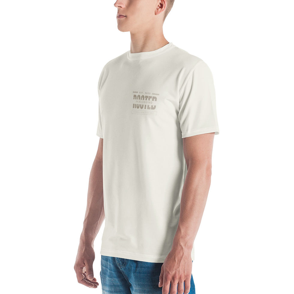 Thumbnail: Rooted in Belonging Men's Crewneck T-Shirt - Ivory Mist AOP