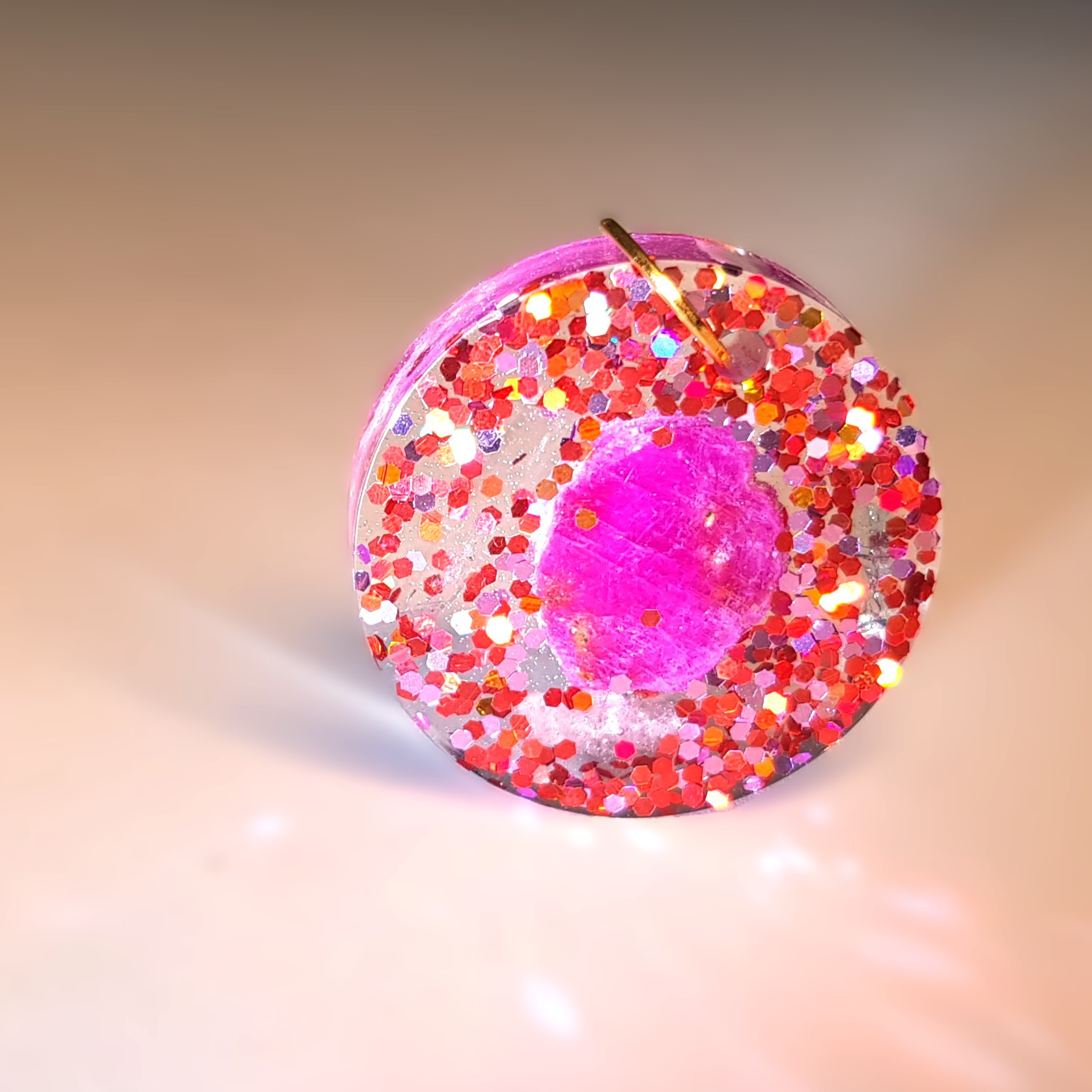 Healing energy pendant - Ruby Space round 3 cm