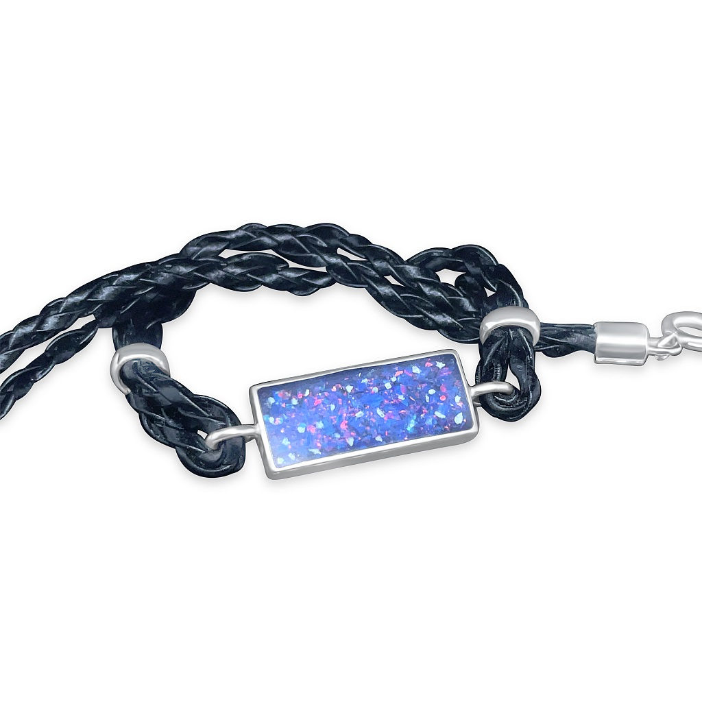 Silver block braided bracelet