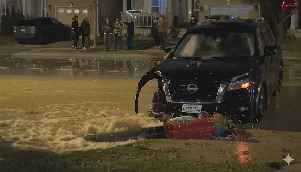 Crash in Milton Knocks Out Fire Hydrant, Flooding Basements of Two Homes