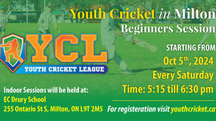 Youth Cricket in Milton - Beginner Session (age 7 - 14 - Co-ed)