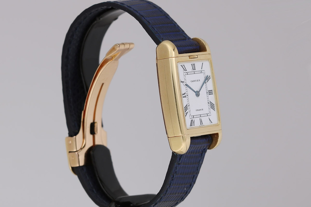1970's Gold Cartier Reverso Dual Time Tank Paris, Side