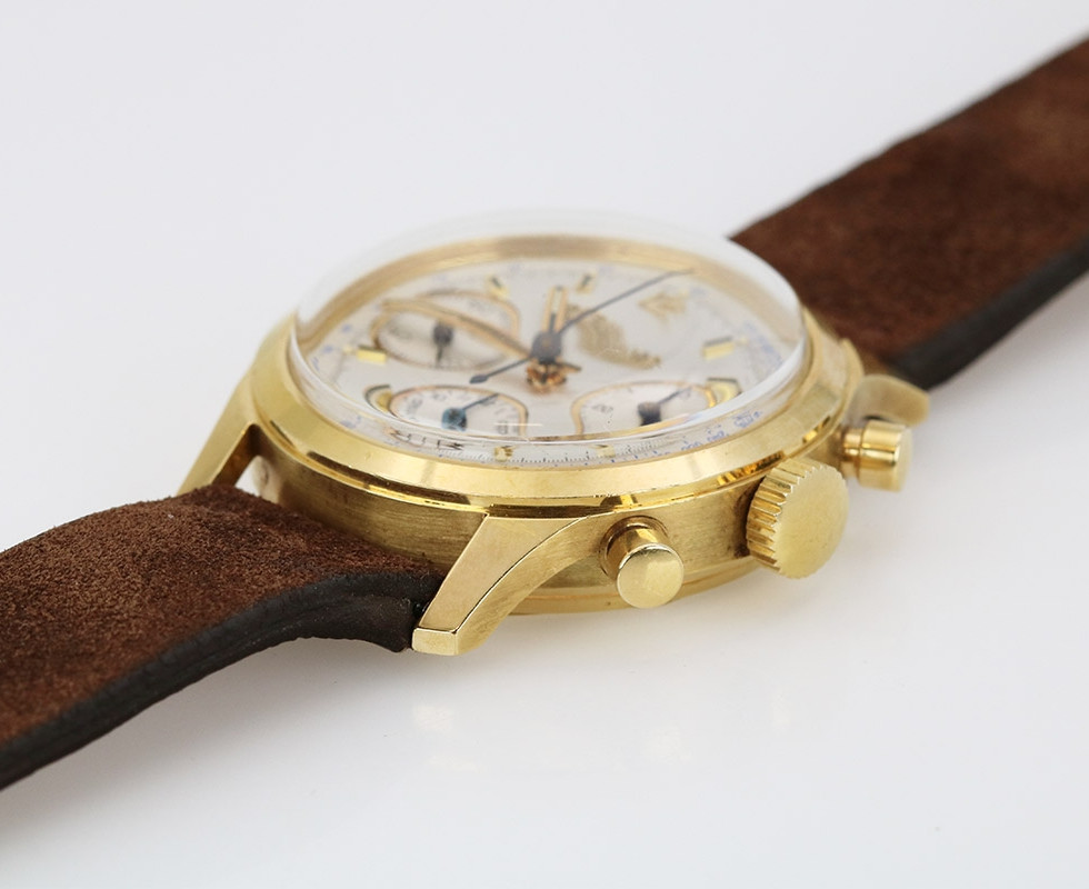 1968 LeCoultre 18kt Yellow Gold Valjoux 72 Chronograph Wrist Watch