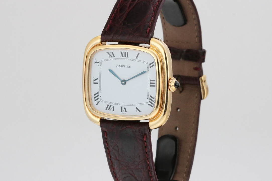 1970's Cartier Paris Jumbo Ellipse 'TV Screen' Wrist Watch in Yellow Gold Ref. 97051