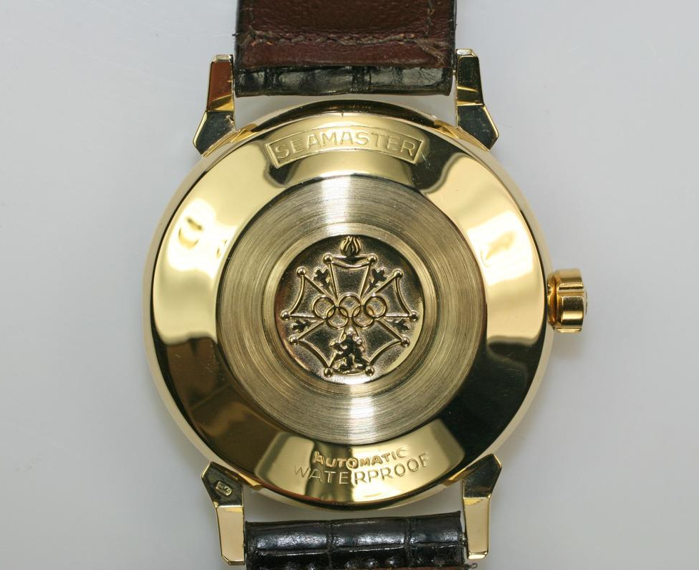 Case Back Of Omega Seamaster Olympics XVI reference 2850SC in 18k yellow gold