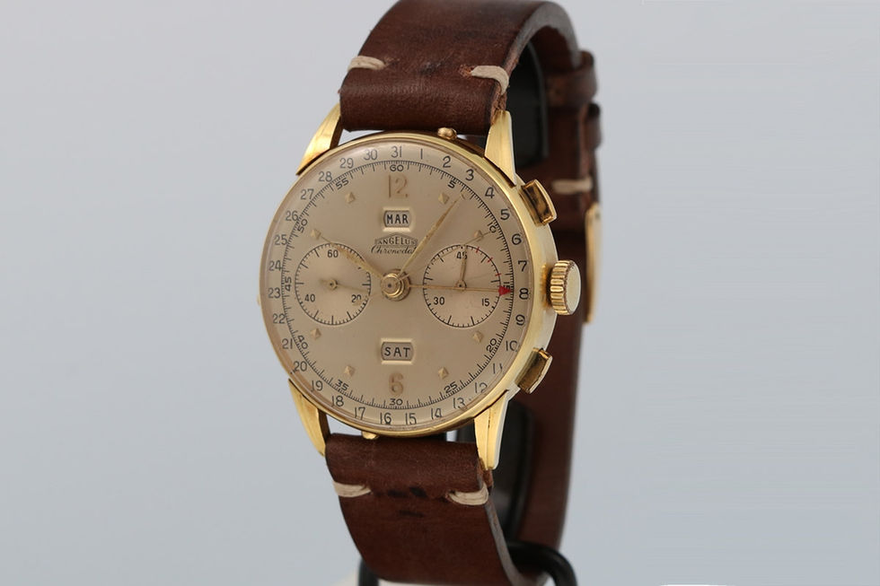 1950's Angelus 18K Yellow Gold Chronodato Wrist Watch