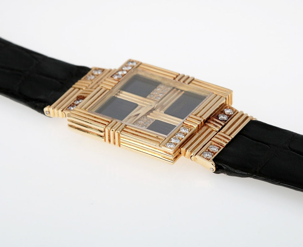 1980's Piaget Polo Ref. 93525 Onyx, Diamond & Yellow Gold Wristwatch