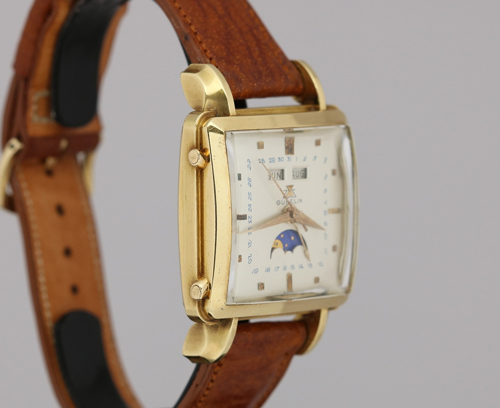 1950's Gold Gubelin Tripledate Moonphase Wrist Watch