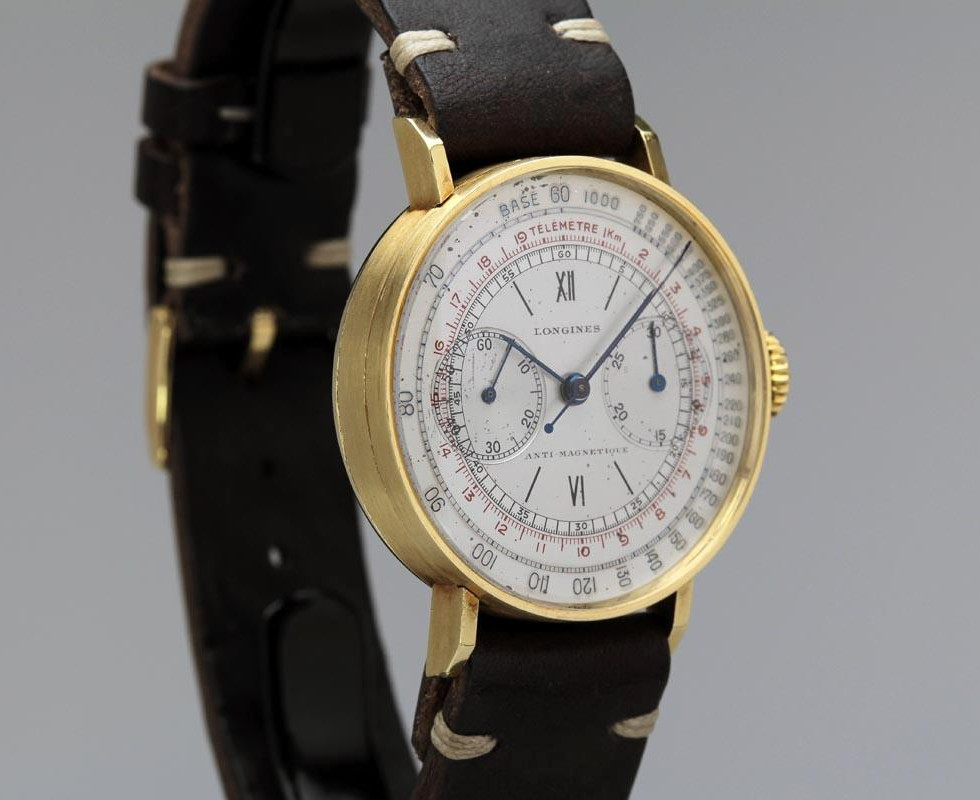 1941 Gold Longines Antimagnetique 13zn Chronograph Ref 4381