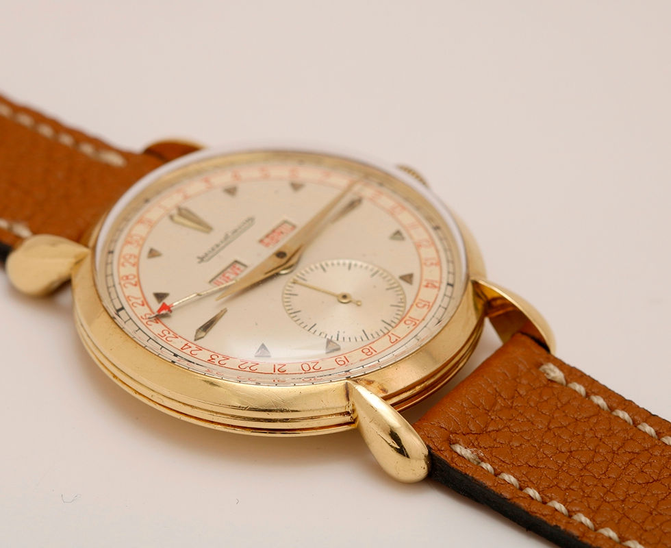 1950's 18k Gold Jaeger LeCoultre Triple Date Calendar Watch